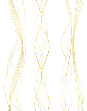 Tasarım elemanları. Parlak çizgilerin dalgası. Beyaz arka planda soyut parlak dalgalı çizgiler izole edildi. Yaratıcı çizgi sanatı. Düğün davetiyesi için vektör illüstrasyon EPS 10 sanat deco biçimi