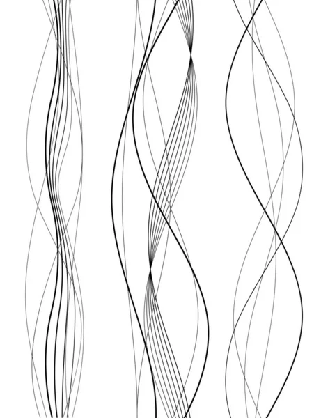 デザイン要素 多くの灰色の線の波 白い背景に波状の縞が孤立している 創造的なラインアート ベクトルイラストEps ブレンドツールを使用して作成された行と色鮮やかな光沢のある波 — ストックベクタ
