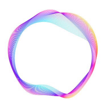 Tasarım elemanları. Bir sürü mor çizgi çemberi dalgası. Beyaz arka planda soyut dalgalı çizgiler izole edildi. Vektör illüstrasyon EPS 10. Harmanlama Aracı kullanılarak oluşturulan çizgilerle renkli dalgalar