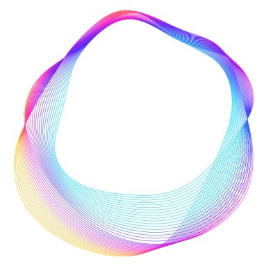 Tasarım elemanları. Bir sürü mor çizgi çemberi dalgası. Beyaz arka planda soyut dalgalı çizgiler izole edildi. Vektör illüstrasyon EPS 10. Harmanlama Aracı kullanılarak oluşturulan çizgilerle renkli dalgalar