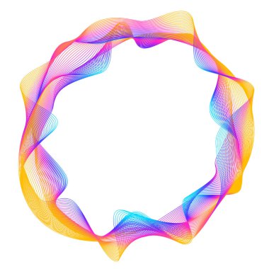 Tasarım elemanları. Bir sürü mor çizgi çemberi dalgası. Beyaz arka planda soyut dalgalı çizgiler izole edildi. Vektör illüstrasyon EPS 10. Harmanlama Aracı kullanılarak oluşturulan çizgilerle renkli dalgalar