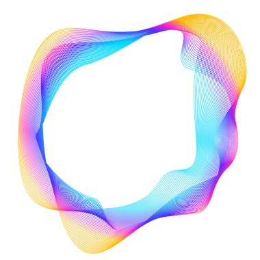 Tasarım elemanları. Bir sürü mor çizgi çemberi dalgası. Beyaz arka planda soyut dalgalı çizgiler izole edildi. Vektör illüstrasyon EPS 10. Harmanlama Aracı kullanılarak oluşturulan çizgilerle renkli dalgalar