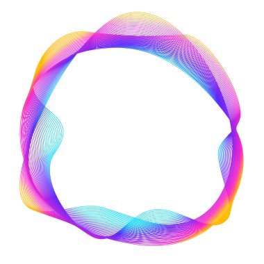 Tasarım elemanları. Bir sürü mor çizgi çemberi dalgası. Beyaz arka planda soyut dalgalı çizgiler izole edildi. Vektör illüstrasyon EPS 10. Harmanlama Aracı kullanılarak oluşturulan çizgilerle renkli dalgalar