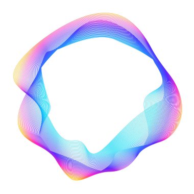 Tasarım elemanları. Bir sürü mor çizgi çemberi dalgası. Beyaz arka planda soyut dalgalı çizgiler izole edildi. Vektör illüstrasyon EPS 10. Harmanlama Aracı kullanılarak oluşturulan çizgilerle renkli dalgalar