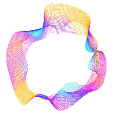 Tasarım elemanları. Bir sürü mor çizgi çemberi dalgası. Beyaz arka planda soyut dalgalı çizgiler izole edildi. Vektör illüstrasyon EPS 10. Harmanlama Aracı kullanılarak oluşturulan çizgilerle renkli dalgalar
