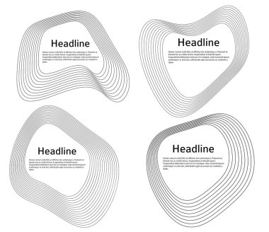 Tasarım elemanları. Çember deforme olmuş deniz kabukları. Beyaz arkaplanda soyut dairesel dalgalı çizgili logo ögesini izole et. Vektör illüstrasyonu EPS 10 dalgası ve harmanlama aracı kullanarak çizgiler oluşturuldu