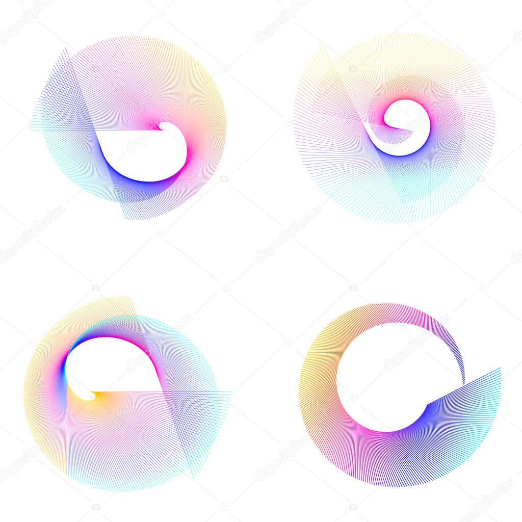 Abstract spiral rainbow design element on white background of twist lines. Vector Illustration eps 10 Golden ratio traditional proportions vector icon Fibonacci spiral. for elegant business card