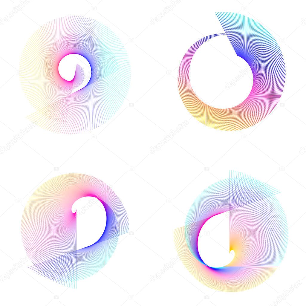 Abstract spiral rainbow design element on white background of twist lines. Vector Illustration eps 10 Golden ratio traditional proportions vector icon Fibonacci spiral. for elegant business card