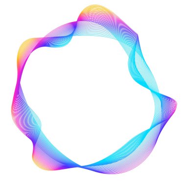 Tasarım elemanları. Bir sürü mor çizgi çemberi dalgası. Beyaz arka planda soyut dalgalı çizgiler izole edildi. Vektör illüstrasyon EPS 10. Harmanlama Aracı kullanılarak oluşturulan çizgilerle renkli dalgalar