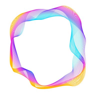 Tasarım elemanları. Bir sürü mor çizgi çemberi dalgası. Beyaz arka planda soyut dalgalı çizgiler izole edildi. Vektör illüstrasyon EPS 10. Harmanlama Aracı kullanılarak oluşturulan çizgilerle renkli dalgalar