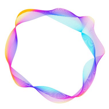 Tasarım elemanları. Bir sürü mor çizgi çemberi dalgası. Beyaz arka planda soyut dalgalı çizgiler izole edildi. Vektör illüstrasyon EPS 10. Harmanlama Aracı kullanılarak oluşturulan çizgilerle renkli dalgalar