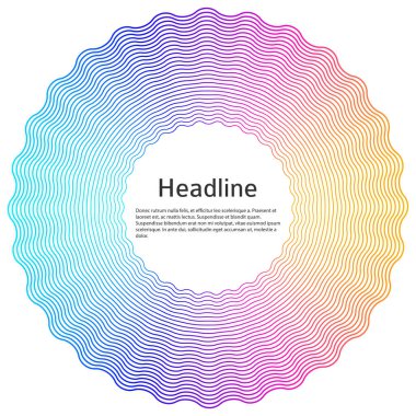 Tasarım elemanları. Bir sürü mor çizgi çemberi dalgası. Beyaz arka planda soyut gökkuşağı dalgalı çizgiler izole edildi. Vektör illüstrasyon EPS 10. Harmanlama Aracı kullanılarak oluşturulan çizgilerle renkli dalgalar