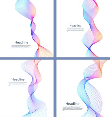 Design elements. Wave of many lines. Abstract vertical wavy stripes on white background isolated. Creative line art. Vector illustration EPS 10. Colourful waves with lines created using Blend Tool clipart
