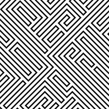 Labirent mozaik desenli soyut vektör arkaplan tasarımı. Psikoloji, yaratıcı problem çözme, mantıklı düşünme, insan ilişkileri üzerine çalışmak için iyi bir kılıf.