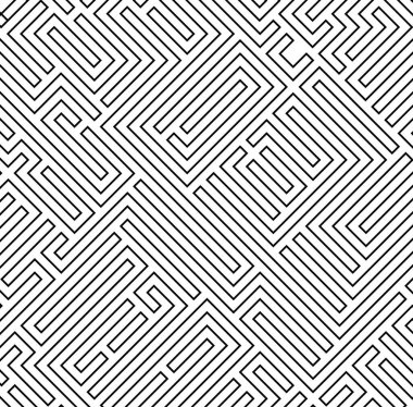 Labirent mozaik desenli soyut vektör arkaplan tasarımı. Psikoloji, yaratıcı problem çözme, mantıklı düşünme, insan ilişkileri üzerine çalışmak için iyi bir kılıf.