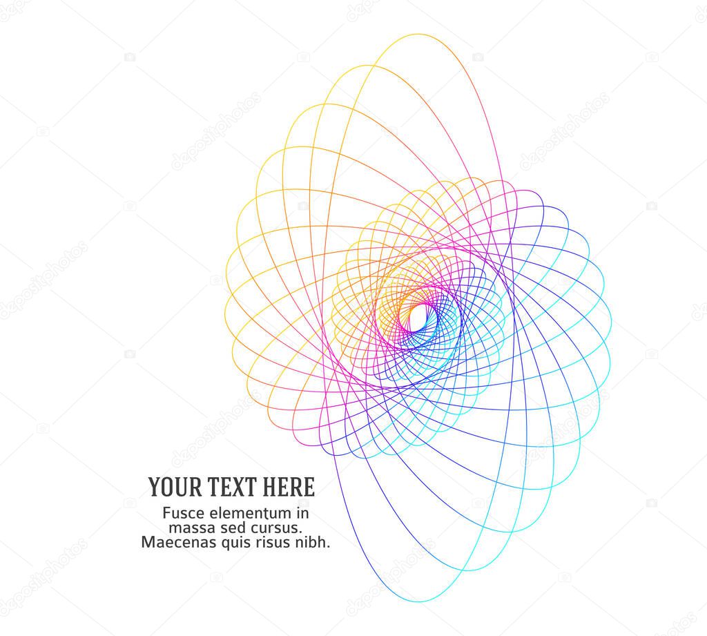 Abstract spiral rainbow design element on white background of twist lines. Vector Illustration eps 10 Golden ratio traditional proportions vector icon Fibonacci spiral. for elegant business card