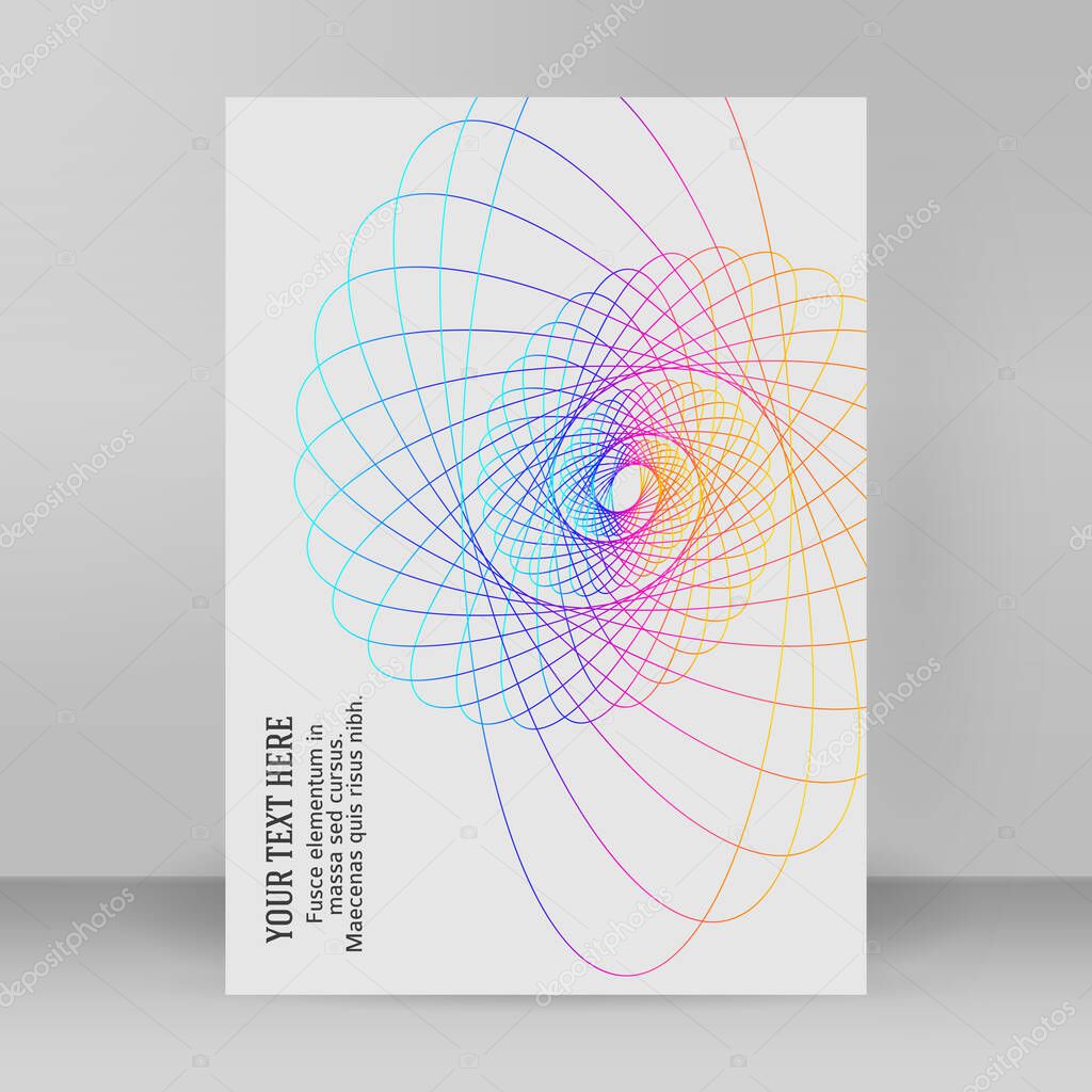 Abstract spiral rainbow design element on white background of twist lines. Vector Illustration eps 10 Golden ratio traditional proportions vector icon Fibonacci spiral. for elegant business card