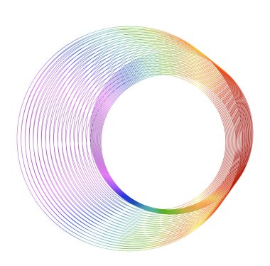 Tasarım elemanları. Bir sürü mor çizgi çemberi dalgası. Beyaz arka planda soyut dalgalı çizgiler izole edildi. Vektör illüstrasyon EPS 10. Harmanlama Aracı kullanılarak oluşturulan çizgilerle renkli dalgalar