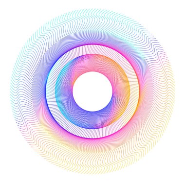 Tasarım elemanları. Bir sürü mor çizgi çemberi dalgası. Beyaz arka planda soyut dalgalı çizgiler izole edildi. Vektör illüstrasyon EPS 10. Harmanlama Aracı kullanılarak oluşturulan çizgilerle renkli dalgalar