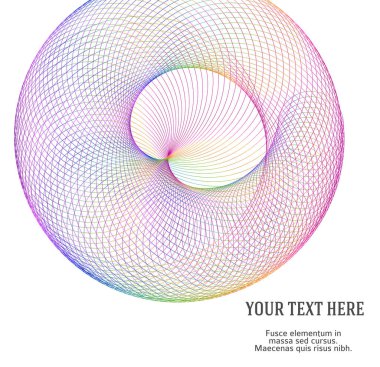 Büküm çizgilerinin beyaz arka planında soyut spiral gökkuşağı tasarımı ögesi. Vektör İllüstrasyonu, geleneksel oran vektör ikonu Fibonacci spiralinin 10 Altın oranına ulaştı. Zarif kartvizit için