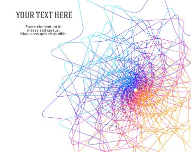 Büküm çizgilerinin beyaz arka planında soyut spiral gökkuşağı tasarımı ögesi. Vektör İllüstrasyonu, geleneksel oran vektör ikonu Fibonacci spiralinin 10 Altın oranına ulaştı. Zarif kartvizit için