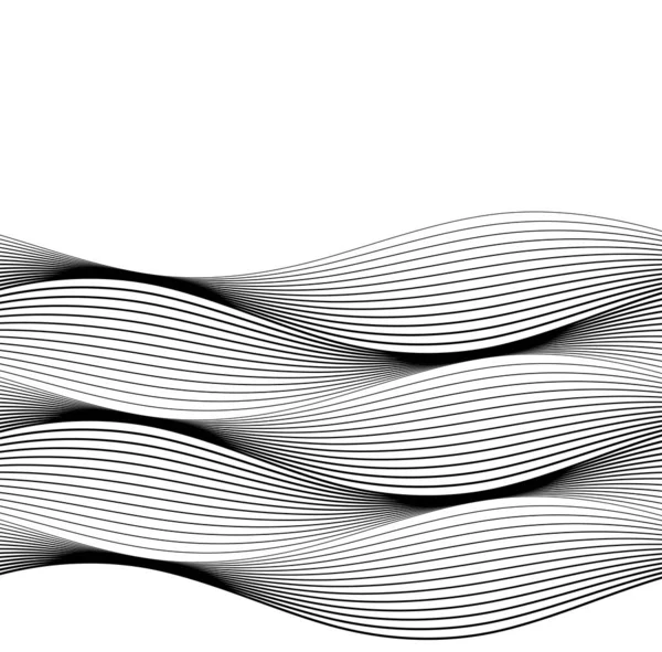 デザイン要素 多くの灰色の線の波 白い背景に波状の縞模様 創造的なラインアート ベクトルイラストEps ブレンドツールを使用して作成された行と色鮮やかな光沢のある波 — ストックベクタ