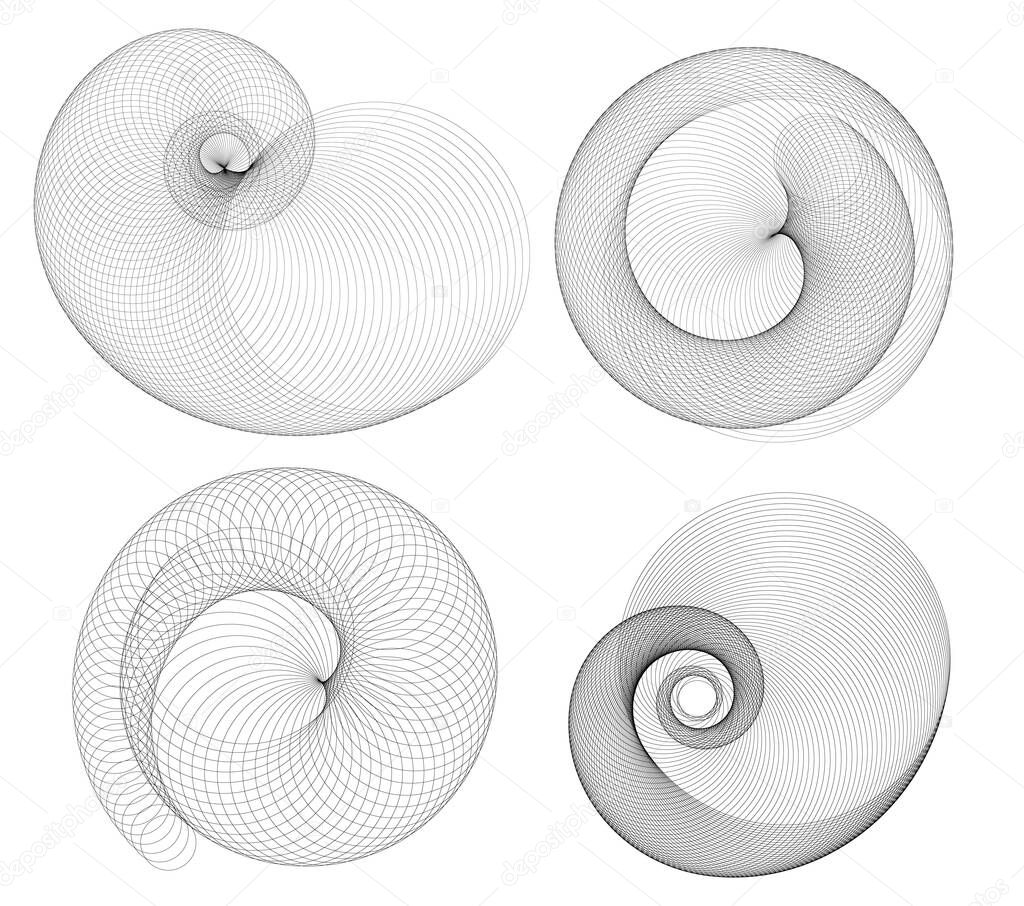 Abstract spiral rainbow design element on white background of twist lines. Vector Illustration eps 10 Golden ratio traditional proportions vector icon Fibonacci spiral. for elegant business card