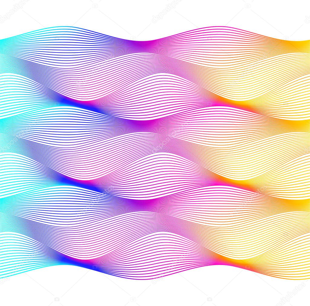 Soft rainbow color. Linear wave background. Design elements. Wavy lines. Guilloche. The protective layer for banknotes, diplomas and certificates template. Vector illustration EPS 10