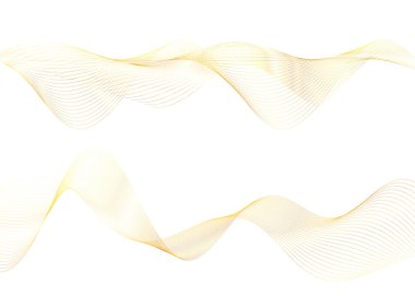 Tasarım elemanları. Parlak çizgilerin dalgası. Beyaz arka planda soyut daire parlak dalgalı çizgiler izole edildi. Yaratıcı çizgi sanatı. Düğün davetiyesi için vektör illüstrasyon EPS 10 sanat deco biçimi