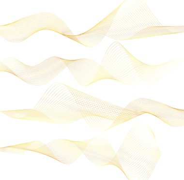 Tasarım elemanları. Parlak çizgilerin dalgası. Beyaz arka planda soyut daire parlak dalgalı çizgiler izole edildi. Yaratıcı çizgi sanatı. Düğün davetiyesi için vektör illüstrasyon EPS 10 sanat deco biçimi