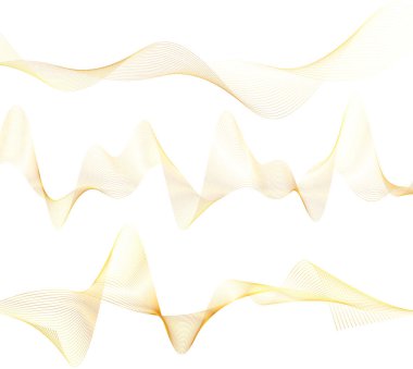 Tasarım elemanları. Parlak çizgilerin dalgası. Beyaz arka planda soyut daire parlak dalgalı çizgiler izole edildi. Yaratıcı çizgi sanatı. Düğün davetiyesi için vektör illüstrasyon EPS 10 sanat deco biçimi