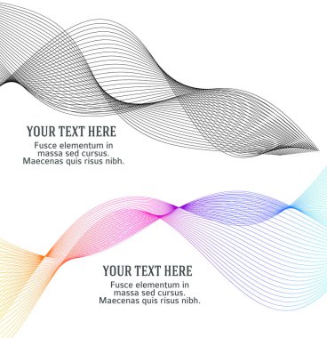 Renkli çizgilerin dalgası. Beyaz arka planda soyut dalgalı çizgiler izole edilmiş. Yaratıcı çizgi sanatı. Vektör illüstrasyon EPS 10. Karıştırma Aracı kullanılarak dizayn ögeleri oluşturuldu. Eğik düz bant