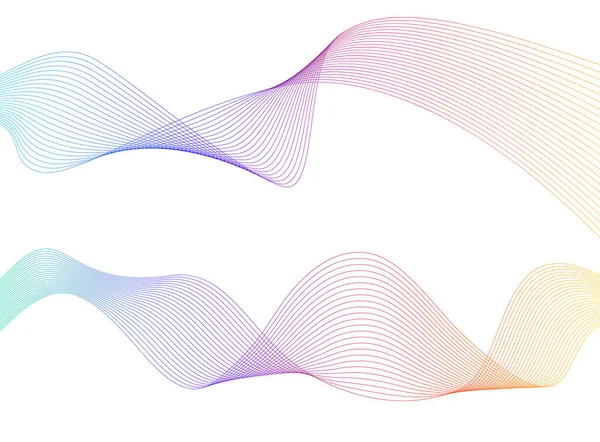 许多彩色线条的波涛 白色背景上抽象的波浪形条纹 创意线艺术 矢量说明Eps 使用混合工具创建的设计元素 弯曲平滑带 — 图库矢量图片
