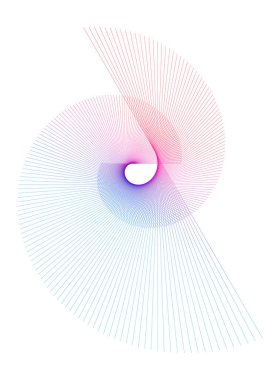 Büküm çizgilerinin beyaz arka planında soyut spiral gökkuşağı tasarımı ögesi. Vektör İllüstrasyonu, geleneksel oran vektör ikonu Fibonacci spiralinin 10 Altın oranına ulaştı. Zarif kartvizit için
