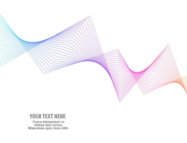 Tasarım elemanları. Parlak çizgilerin dalgası. Beyaz arka planda soyut daire parlak dalgalı çizgiler izole edildi. Yaratıcı çizgi sanatı. Düğün davetiyesi için vektör illüstrasyon EPS 10 sanat deco biçimi