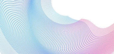 Tasarım elemanları. Parlak çizgilerin dalgası. Beyaz arka planda soyut parlak dalgalı çizgiler izole edildi. Yaratıcı çizgi sanatı. Vektör illüstrasyon EPS 10. Harman kullanılarak oluşturulan çizgilerle renkli dalgalar