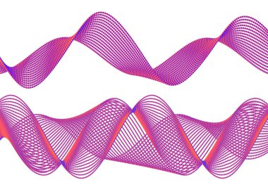 Tasarım elemanları. Parlak çizgilerin dalgası. Beyaz arka planda soyut parlak dalgalı çizgiler izole edildi. Yaratıcı çizgi sanatı. Vektör illüstrasyon EPS 10. Harman kullanılarak oluşturulan çizgilerle renkli dalgalar