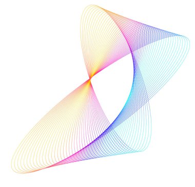 Tasarım elemanları. Parlak çizgilerin dalgası. Beyaz arka planda soyut parlak dalgalı çizgiler izole edildi. Yaratıcı çizgi sanatı. Vektör illüstrasyon EPS 10. Harman kullanılarak oluşturulan çizgilerle renkli dalgalar