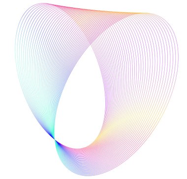 Tasarım elemanları. Parlak çizgilerin dalgası. Beyaz arka planda soyut parlak dalgalı çizgiler izole edildi. Yaratıcı çizgi sanatı. Vektör illüstrasyon EPS 10. Harman kullanılarak oluşturulan çizgilerle renkli dalgalar