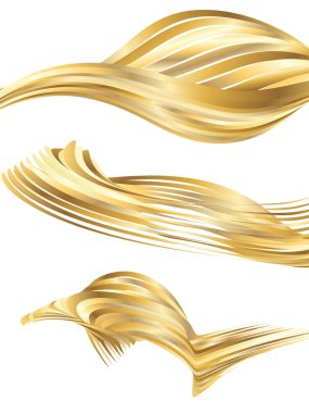 Tasarım elemanları. Bir sürü parıltılı çizgi çemberi. Beyaz arka planda soyut parlak dalgalı çizgiler izole edildi. Vektör illüstrasyon EPS 10. Harmanlama Aracı kullanılarak oluşturulan çizgilerle parlayan dalgalar