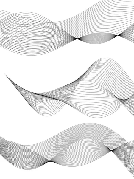 Eléments Design Vague Nombreuses Lignes Grises Rayures Ondulées Abstraites Sur — Image vectorielle