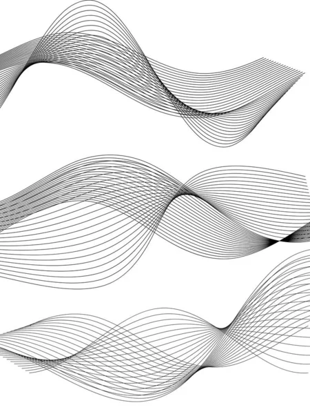 Tasarım elemanları. Bir sürü gri çizgi dalgası. Beyaz arka planda soyut dalgalı çizgiler izole edildi. Yaratıcı çizgi sanatı. Vektör illüstrasyon EPS 10. Harman Aracı kullanılarak oluşturulan çizgilerle renkli parlak dalgalar.