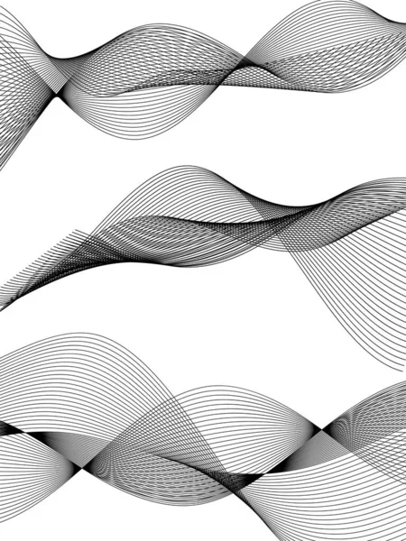 Eléments Design Vague Nombreuses Lignes Grises Rayures Ondulées Abstraites Sur — Image vectorielle