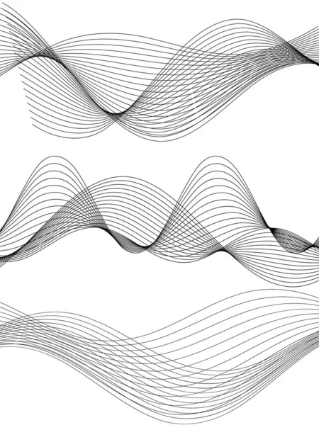 Елементи Дизайну Хвиля Багатьох Сірих Ліній Абстрактні Хвилясті Смуги Білому — стоковий вектор