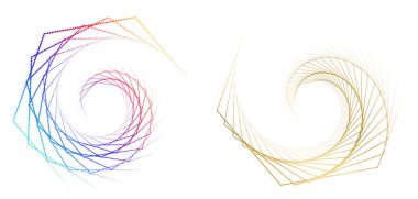 Tasarım elemanları. Bir sürü parıltılı çizgi çemberi. Beyaz arka planda soyut parlak dalgalı çizgiler izole edildi. Vektör illüstrasyon EPS 10. Harmanlama Aracı kullanılarak oluşturulan çizgilerle parlayan dalgalar
