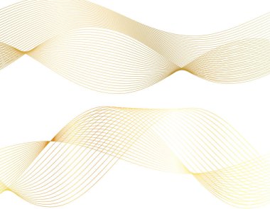 Tasarım elemanları. Bir sürü parıltılı çizgi çemberi. Beyaz arka planda soyut parlak dalgalı çizgiler izole edildi. Vektör illüstrasyon EPS 10. Harmanlama Aracı kullanılarak oluşturulan çizgilerle parlayan dalgalar