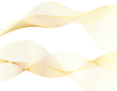 Tasarım elemanları. Bir sürü parıltılı çizgi çemberi. Beyaz arka planda soyut parlak dalgalı çizgiler izole edildi. Vektör illüstrasyon EPS 10. Harmanlama Aracı kullanılarak oluşturulan çizgilerle parlayan dalgalar