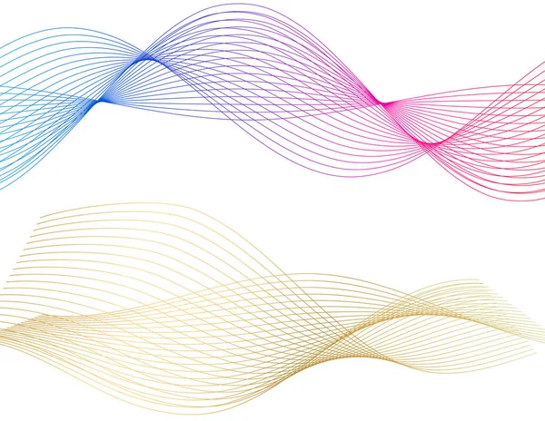 Eléments Design Vague Nombreuses Lignes Scintillantes Cercle Rayures Ondulées Lumineuses — Image vectorielle