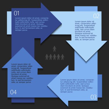 Infographics-Blue-Arrows-on-a-Circle-on-a-Black-background