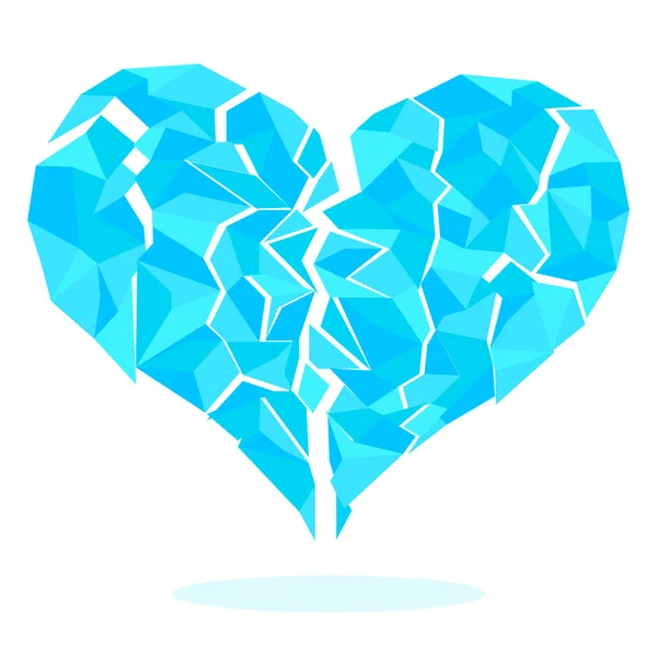 Icy-heart-split-fragments-isolated-on-white-background — Stock Vector